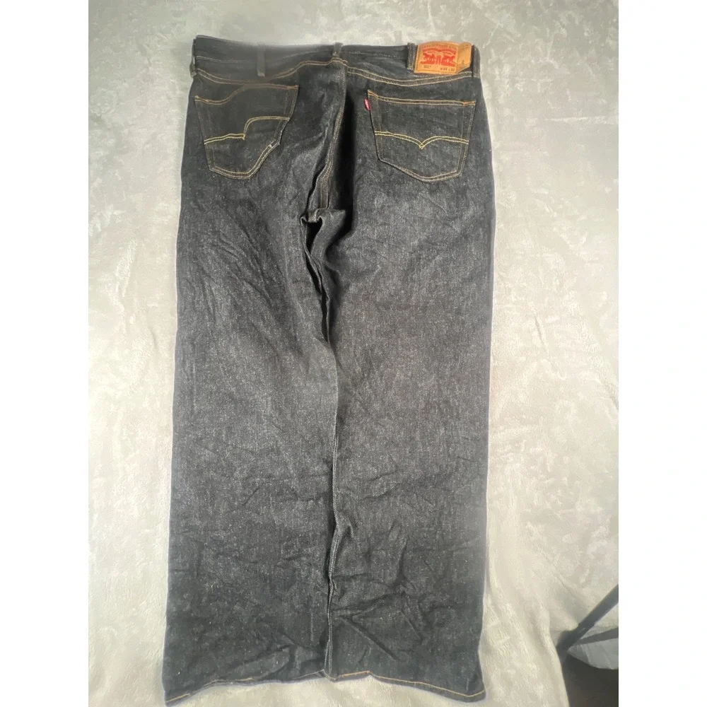 Levis 501 Original Fit Mens Dark Wash Indigo Denim Jeans W44 L32 Button Fly